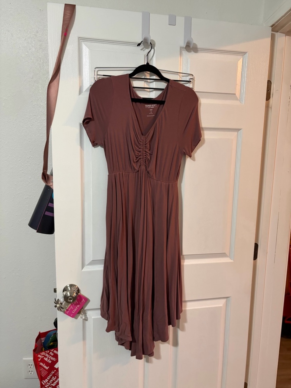 torrid Mauve Brown V-Neck Ruched Midi Dress